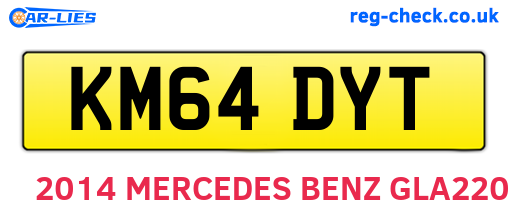 KM64DYT are the vehicle registration plates.