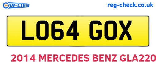 LO64GOX are the vehicle registration plates.