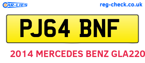 PJ64BNF are the vehicle registration plates.