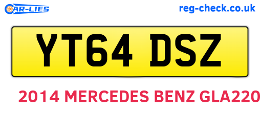 YT64DSZ are the vehicle registration plates.