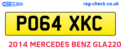 PO64XKC are the vehicle registration plates.