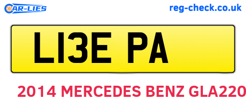 L13EPA are the vehicle registration plates.