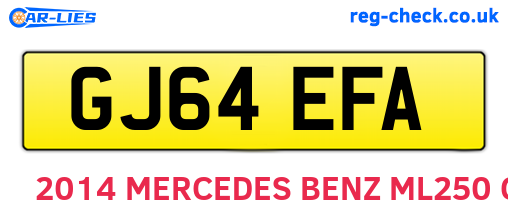 GJ64EFA are the vehicle registration plates.