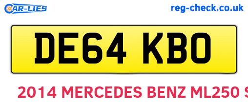 DE64KBO are the vehicle registration plates.