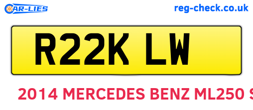 R22KLW are the vehicle registration plates.