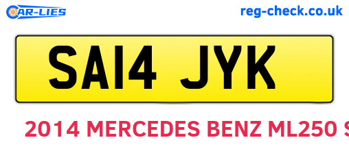 SA14JYK are the vehicle registration plates.