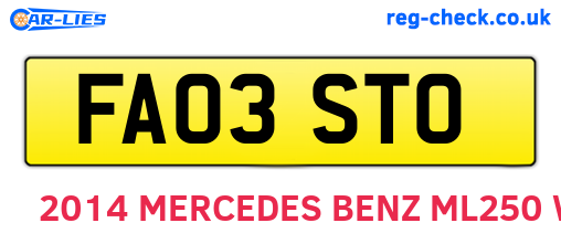 FA03STO are the vehicle registration plates.