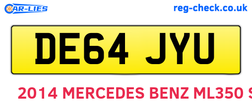 DE64JYU are the vehicle registration plates.