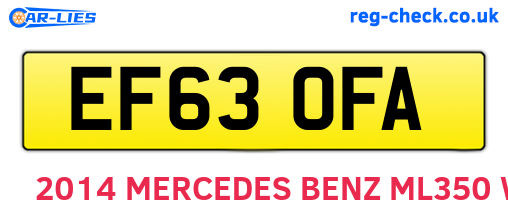 EF63OFA are the vehicle registration plates.