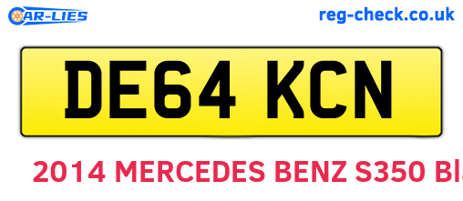 DE64KCN are the vehicle registration plates.