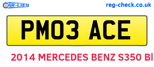 PM03ACE are the vehicle registration plates.