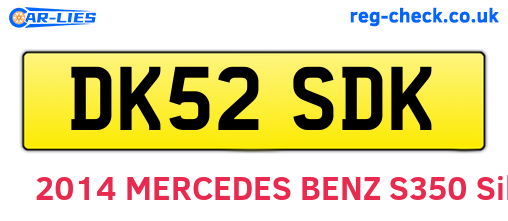 DK52SDK are the vehicle registration plates.
