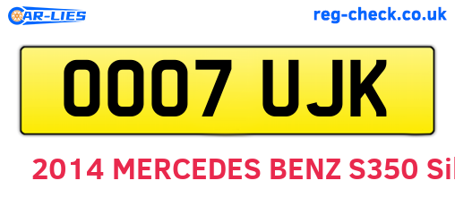 OO07UJK are the vehicle registration plates.