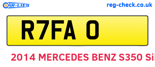 R7FAO are the vehicle registration plates.