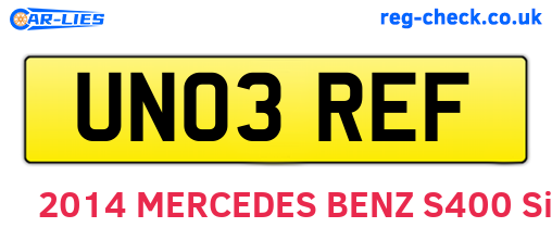 UN03REF are the vehicle registration plates.
