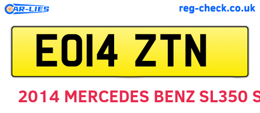 EO14ZTN are the vehicle registration plates.