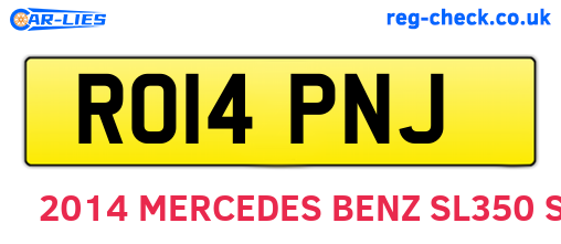 RO14PNJ are the vehicle registration plates.