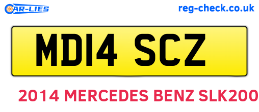 MD14SCZ are the vehicle registration plates.