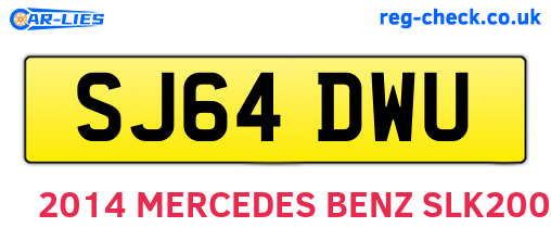 SJ64DWU are the vehicle registration plates.