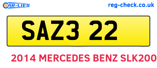SAZ322 are the vehicle registration plates.