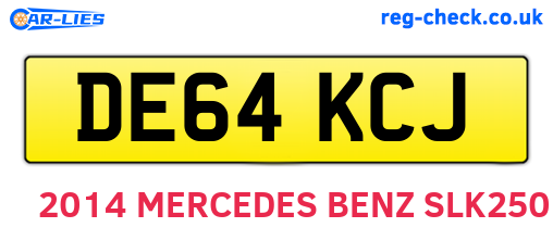 DE64KCJ are the vehicle registration plates.