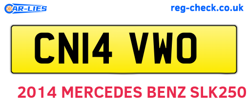 CN14VWO are the vehicle registration plates.