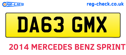 DA63GMX are the vehicle registration plates.