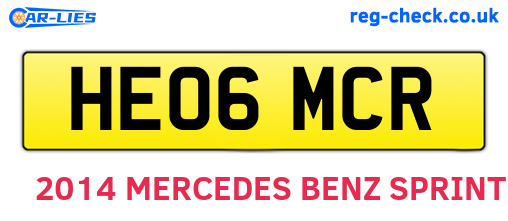 HE06MCR are the vehicle registration plates.