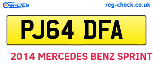 PJ64DFA are the vehicle registration plates.