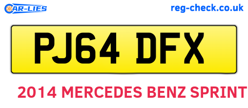 PJ64DFX are the vehicle registration plates.