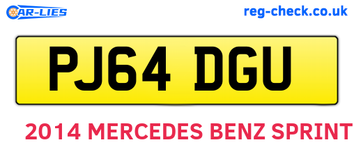 PJ64DGU are the vehicle registration plates.