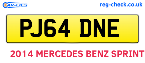 PJ64DNE are the vehicle registration plates.