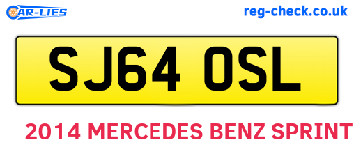 SJ64OSL are the vehicle registration plates.