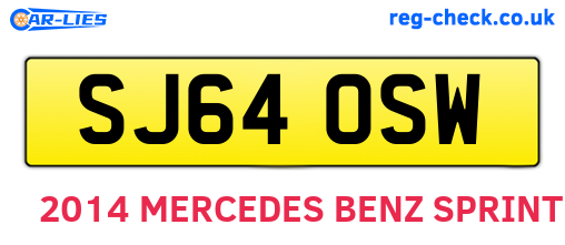 SJ64OSW are the vehicle registration plates.