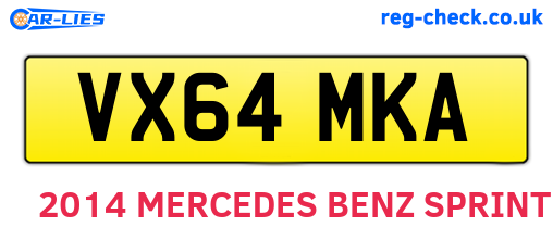 VX64MKA are the vehicle registration plates.