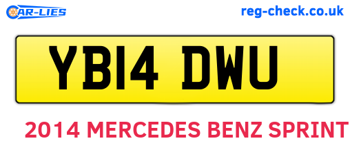 YB14DWU are the vehicle registration plates.