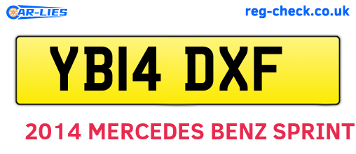 YB14DXF are the vehicle registration plates.