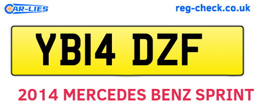 YB14DZF are the vehicle registration plates.