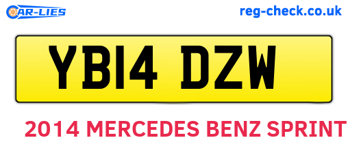 YB14DZW are the vehicle registration plates.
