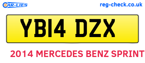 YB14DZX are the vehicle registration plates.