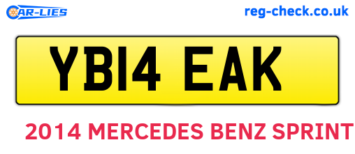 YB14EAK are the vehicle registration plates.