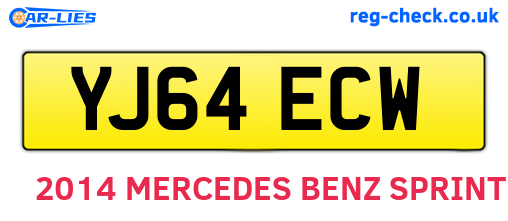 YJ64ECW are the vehicle registration plates.