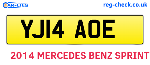YJ14AOE are the vehicle registration plates.