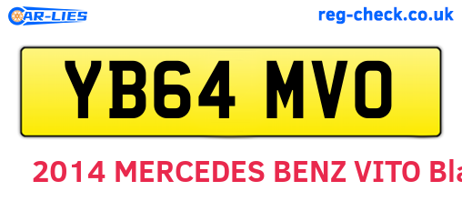 YB64MVO are the vehicle registration plates.