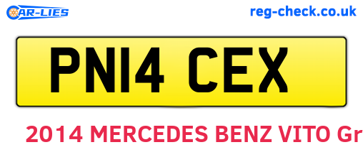 PN14CEX are the vehicle registration plates.
