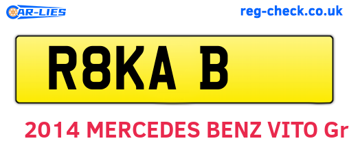 R8KAB are the vehicle registration plates.