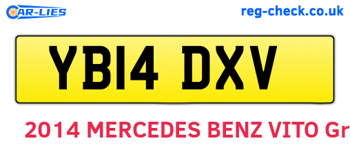 YB14DXV are the vehicle registration plates.