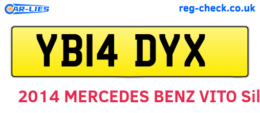 YB14DYX are the vehicle registration plates.