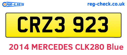 CRZ3923 are the vehicle registration plates.