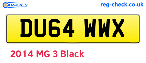 DU64WWX are the vehicle registration plates.